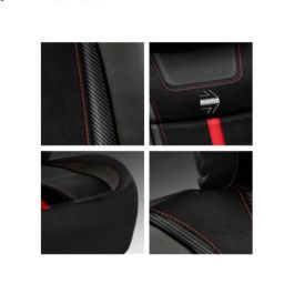 Momo MOMLSCU03BR Respaldo Negro-Rojo Universal para Coche con Espuma Acolchada para Mayor Comodidad y Fácil Limpieza