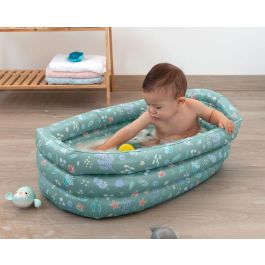 KioKids Bañera Hinchable Portátil y Segura para Bebés, ideal para Viaje, Compacta, Verde Salvia, Recién Nacidos y +0 Meses