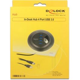 DeLOCK 62868 Hub de mesa 4 puertos USB 3.0 Type-A 5Gbps Negro