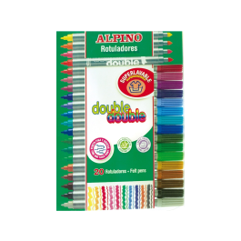 Alpino Rotuladores Double Doble Punta Fina-Gruesa Estuche 24 Colores Surtidos
