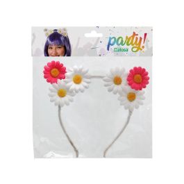 Diadema Orejas Con Margaritas Blancas Para Disfraces Florales
