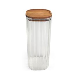 Inde Tarro Boro.Ottic.T/Acacia Cuad. 1650 ml - La Mediterran - Capacidad 1650ml, Medidas 10.2 x 10.2 x 25 cm (12 Unidades)