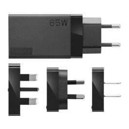 Lenovo Adaptador de Viaje 65W USB-C AC con 4 Enchufes Intercambiables (US, EU, AU, UK) 1.8m Negro para Dispositivos USB-C