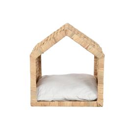 DKD Home Decor Cama para Mascota de Jacinto de Agua y Metal Natural Crema 43x43x46 cm