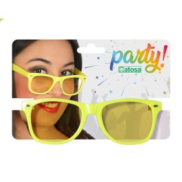 Gafas Amarillas Mujer Adulto Carnaval Fiesta Temática Estilo Cuadrado Neón 70s 80s