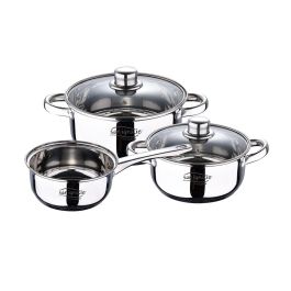 San Ignacio Batería de cocina Cassel SG-8171, 5 piezas acero inoxidable: cazo Ø16 cm, cacerola con tapa Ø18 cm, cacerola con tapa Ø20 cm