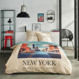 Today TOD3574641268558 Juego de Cama Java Algodón Estampado New York 2 Personas 240x220 cm Beige