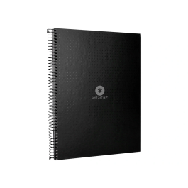 Antartik Cuaderno espiral A4 Micro, tapa forrada, 80 hojas 90 gr, rayado puntos, banda color, negro