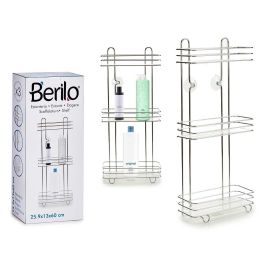 Estantería Recta Alta Baño Triple Berilo 26x59.5x13.5 cm Metal Cromado y Plástico (6 Unidades)
