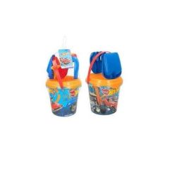 Color Baby Cubo de Playa Hot Wheels 18 cm con Cedazo, Pala, Rastillo y 2 Moldes en Red