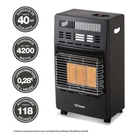 Favex FAV3451571029902 Estufa Auxiliar Infrarroja de Butano Kern - Encendido Piezo - 3 Niveles de Potencia - Calienta hasta 40m²