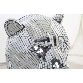 DKD Home Decor Figura Leopardo Resina Plateado 31 x 32 x 31 cm