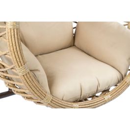 DKD Home Decor Sillón Colgante Breeze para Terraza y Jardín, Ratán Sintético, Poliéster, Marrón Claro, Beige, 70 x 125 x 100 cm