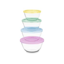 Set 4 Fiambreras Vivalto Borosilicate 800ml, 1L, 1.6L, 2.1L - Vidrio Transparente, Azul, Amarillo, Lila, Verde - 21.5x20.7x21.5 cm (4 Unidades) Set 4 Fiambreras Vivalto Borosilicate 800ml, 1L, 1.6L, 2.1L - Vidrio Transparente, Azul, Amarillo, Lila, Verde - 21.5x20.7x21.5 cm (4 Unidades)