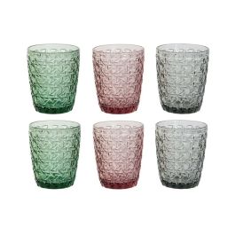 Set de Vasos DKD Home Decor Verde Gris Rosa Cristal Con relieve 240 ml (6 Unidades) Precio: 13.98999943. SKU: B1G3LRDBR7