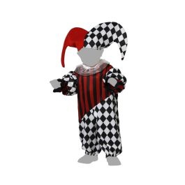 Disfraz de Arlequín Bebé con Gorro Rojo y Pantalón Ajedrezado – Carnaval, Halloween, Temático – 6-12 Meses