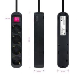 Nanocable 10.37.0004-BK Regleta de Enchufes con Interruptor, 4 Tomas con Tierra, Cable 1.4m, Protección Infantil, 3680W, Negro Nanocable 10.37.0004-BK Regleta de Enchufes con Interruptor, 4 Tomas con Tierra, Cable 1.4m, Protección Infantil, 3680W, Negro