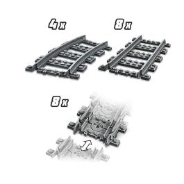 LEGO City 60205 Paquete de Rieles y Vías Ferroviarias: Conjunto de Ampliación para Trenes con 8 Piezas Rectas, 4 Curvas y 8 Flexibles