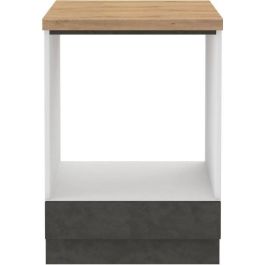 LASSEN Mueble bajo para Horno Empotrable con Encimera Laminada Gris Mate 60x51,6x85 cm, Encimera Profundidad 60 cm, Espesor 28 mm