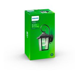 Philips Buzzard Aplique Exterior E27 Negro IP44 Aluminio para Pared, Max. 60W, Luz Hacia Abajo (Bombilla No Incluida)
