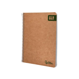 Liderpapel Cuaderno espiral A5 Ecouse tapa cartulina kraft 80 hojas, papel reciclado 80gr, cuadro 4mm