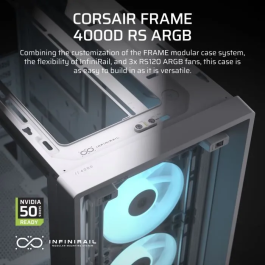 Corsair 4000D RS ARGB Blanca Caja ATX Semitorre con Panel de Vidrio Templado