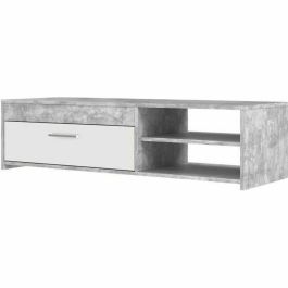 PILVI Mueble de televisión moderno - Hormigón blanco y gris claro - An 120 x P 42,1 x Al 31,8 cm PILVI Mueble de televisión moderno - Hormigón blanco y gris claro - An 120 x P 42,1 x Al 31,8 cm