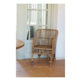 DKD Home Decor Sillón Balinés de Ratán Natural, Largo 52 cm, Alto 82 cm, Ancho 56 cm, Altura Asiento 42 cm