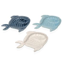 Versa Fuente de Aperitivo de Cerámica con Forma de Pez, Surtida, 12.5x15.1x2 cm (3 Unidades)