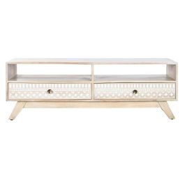 DKD Home Decor Mueble TV JB CENEF Boho Blanco Natural Mango 130x40x45 cm