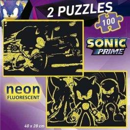 Educa Puzzle 2x100 piezas Sonic Neon para niños de 6 a 8 años