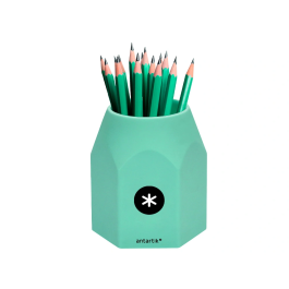 Antartik Cubilete Portalápices Hexagonal de Silicona 95x85x75 mm Celeste, Coral, Lavanda y Menta Pastel