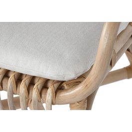 DKD Home Decor Silla Indonesia 1c24 Natural Blanco Ratán con Cojín 60 x 90 x 57 cm