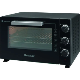 Brandt FC469MUB Mini-Horno Multifunción 46L 1800W Termostato 230°C Temporizador 120min Aluminio Negro