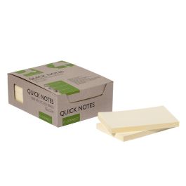 Bloc De Notas Adhesivas Quita Y Pon Q-Connect 76x127 mm 100% Papel Reciclado Amarillo En Caja De Carton 12 unidades