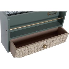 DKD Home Decor Organizador Tropical Home Office Verde Menta Verde Oscuro 9 x 17 x 30 cm (2 Unidades)