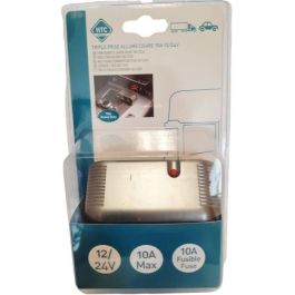Toma mechero triple 12/24V - HTC EQUIPMENT - Con toma Heavy duty y cable rojo de 80cm Toma mechero triple 12/24V - HTC EQUIPMENT - Con toma Heavy duty y cable rojo de 80cm