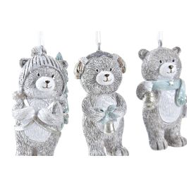 Decoracion Colgante Navidad Moderna DKD Home Decor Gris 3 x 7 x 4 cm (12 Unidades)