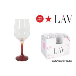 LAV Copa de Vino 48 Cl con Pie Rojo, Vidrio, Diametro 7.2 cm x Altura 22 cm, 281 g (24 Unidades) Precio: 33.8437. SKU: B1KERFZBYK