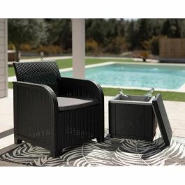 ALLIBERT Mesa de centro de resina tejida con aislamiento - Gris