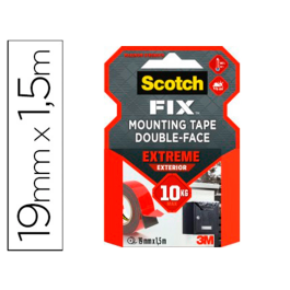 Scotch Cinta Doble Cara Montaje Extreme para Exteriores Máximo 10 kg 19mm x 1,5m Precio: 6.9900006. SKU: B123ZZSDBY