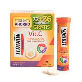 Leotron VITAMINA C triple acción comprimidos efervescentes 72 + 36 de regalo Naranja 108 u
