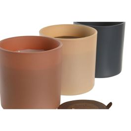 Vela Tropical DKD Home Decor Beige Gris 13 x 12 x 13 cm (3 Unidades)
