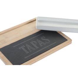 DKD Home Decor Set de 3 Tablas de Aperitivo Basicos de Bambú y Pizarra Natural Negro para Servir Tapas y Snacks 24x7x2.5 cm Precio: 8.68999978. SKU: S3041393