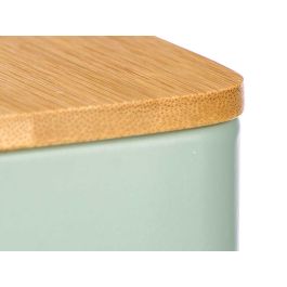 Kinvara Tarro Cuadrado con Tapa de Bambú, Portacápsulas de Metal, Verde Menta, 14x16.5x14 cm (Set de 12)