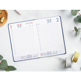 Liderpapel Agenda Efira 2026 Día Página A5 Azul Simil Piel Papel 70gr FSC