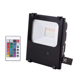 [1916-NS-HVFL20W-F-RGB] Foco Proyector LED 20W RGB IP65 con Mando a Distancia Orientable para Exterior 40.000H, Reemplaza 160W, Aluminio Precio: 23.50000048. SKU: B18BAENTR3