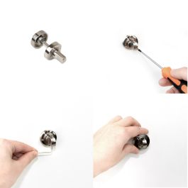 Emuca Lote de 5 condenas con roseta redonda para puertas de interior, diámetro 35mm, Zamak, Níquel satinado