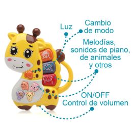 KioKids Jirafa Musical Piano Educativo, Primer Instrumento de Juguete para Bebés +6 Meses, Portátil con Asa, Color Amarillo