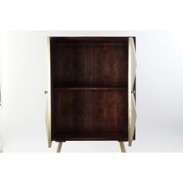 DKD Home Decor Aparador Glam Marron Oscuro y Dorado de Madera de Mango y Acacia con 2 Puertas y 2 Estanterías 156.5x84x43 cm